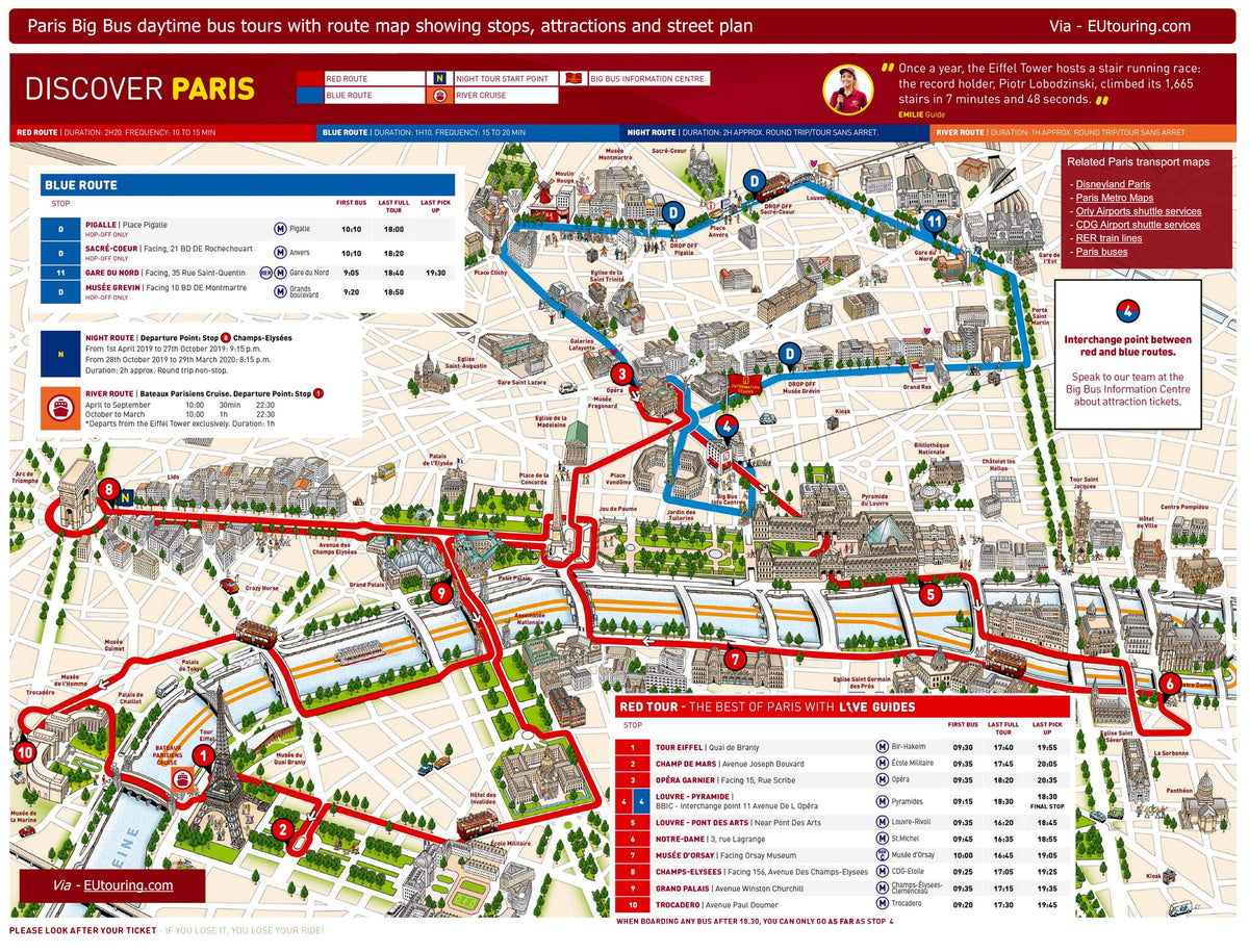 Paris Big Bus Hop-On Hop-Off Tour including Seine River Cruise